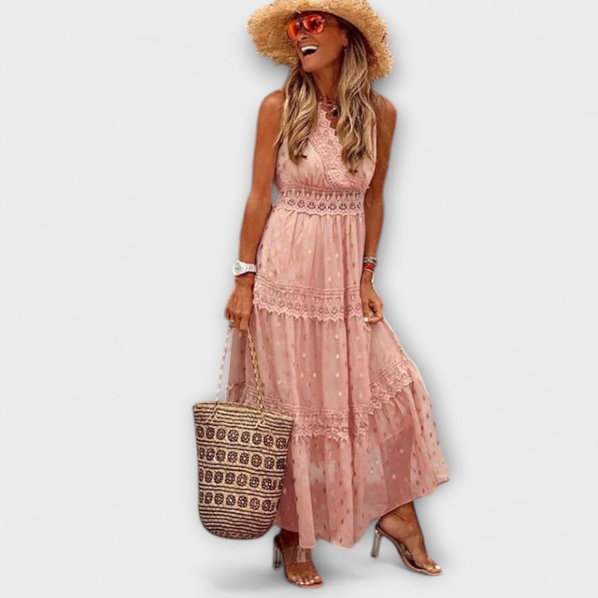 Lola - Vestito maxi con pizzo boho