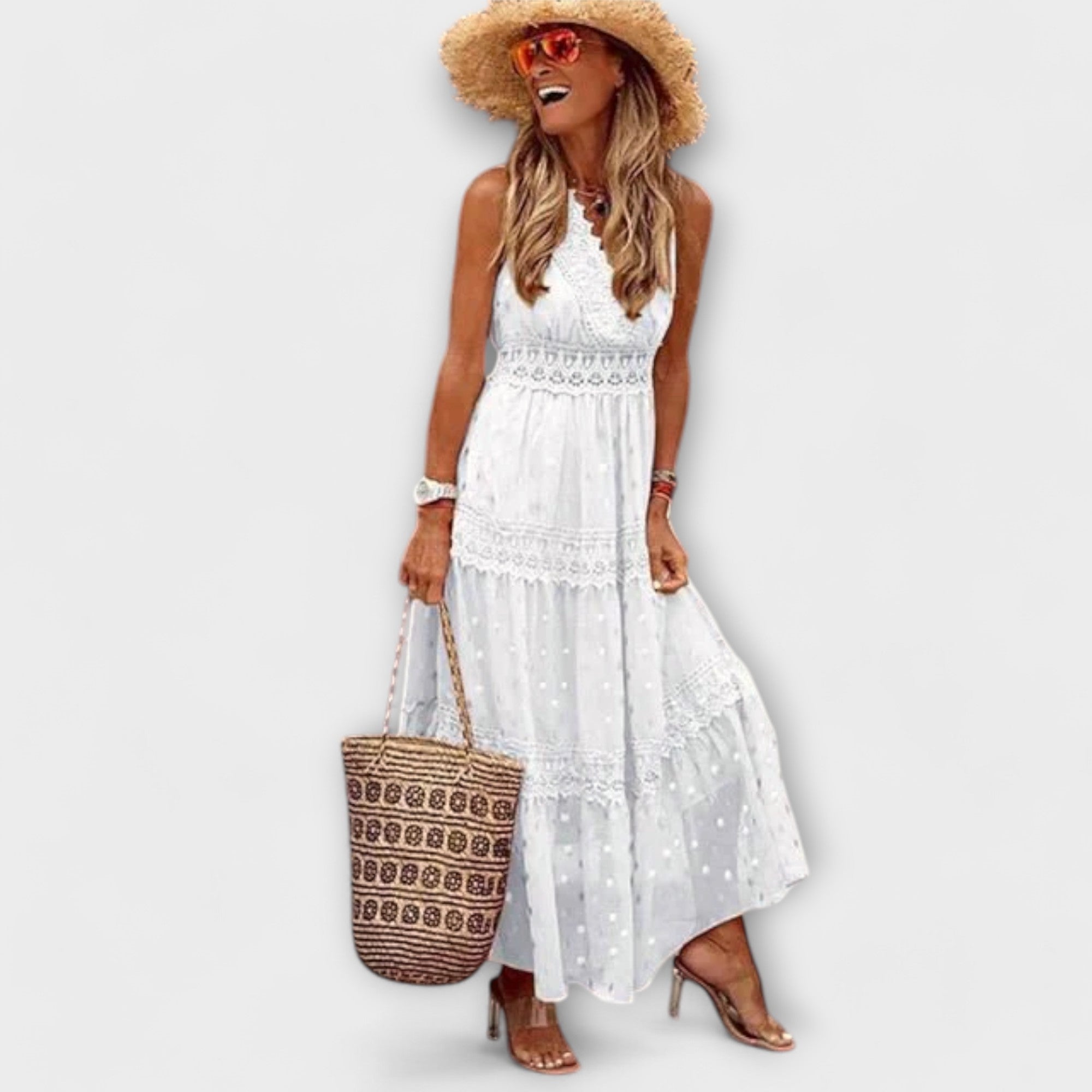 Lola - Vestito maxi con pizzo boho