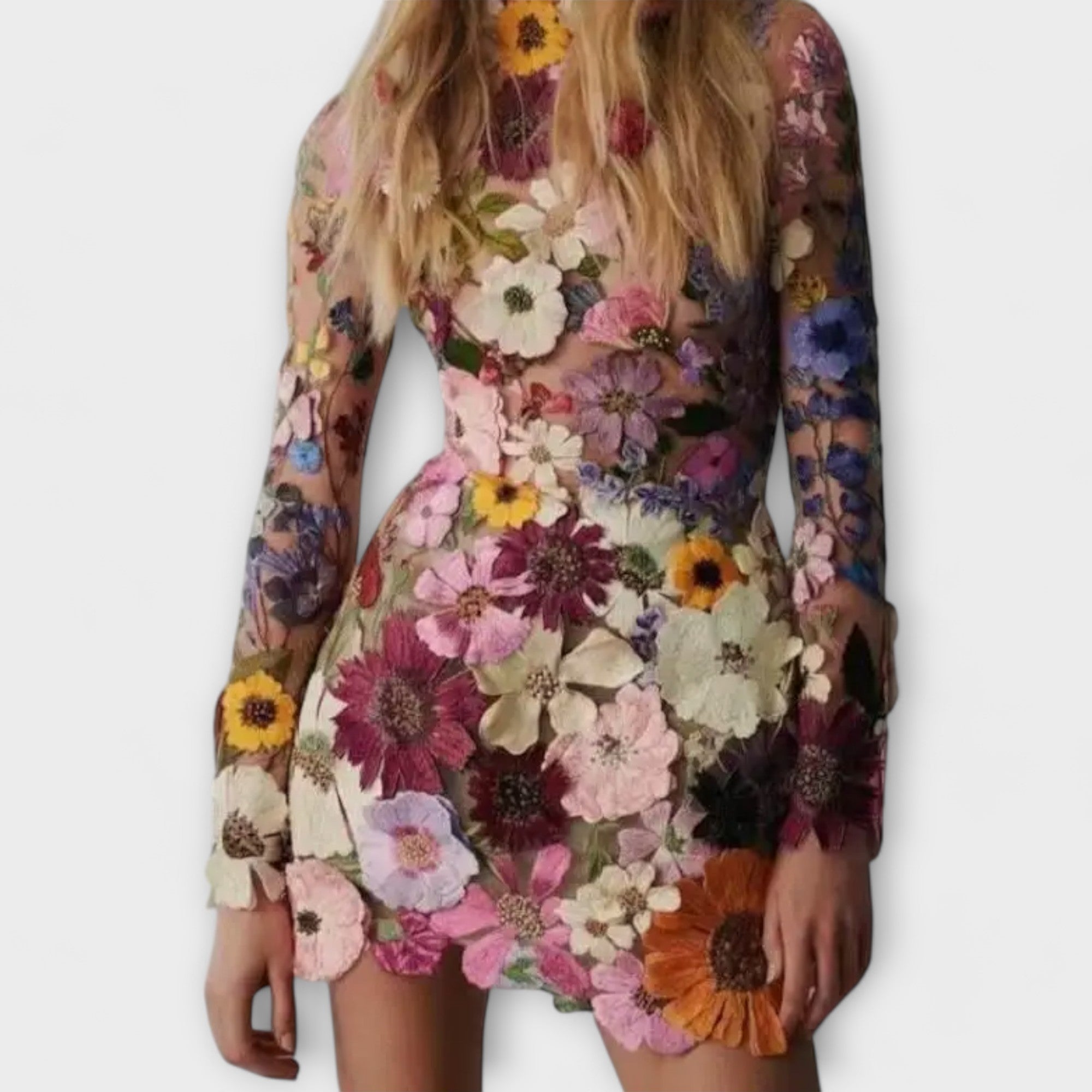 Dolores - Vestito con motivo floreale 3D