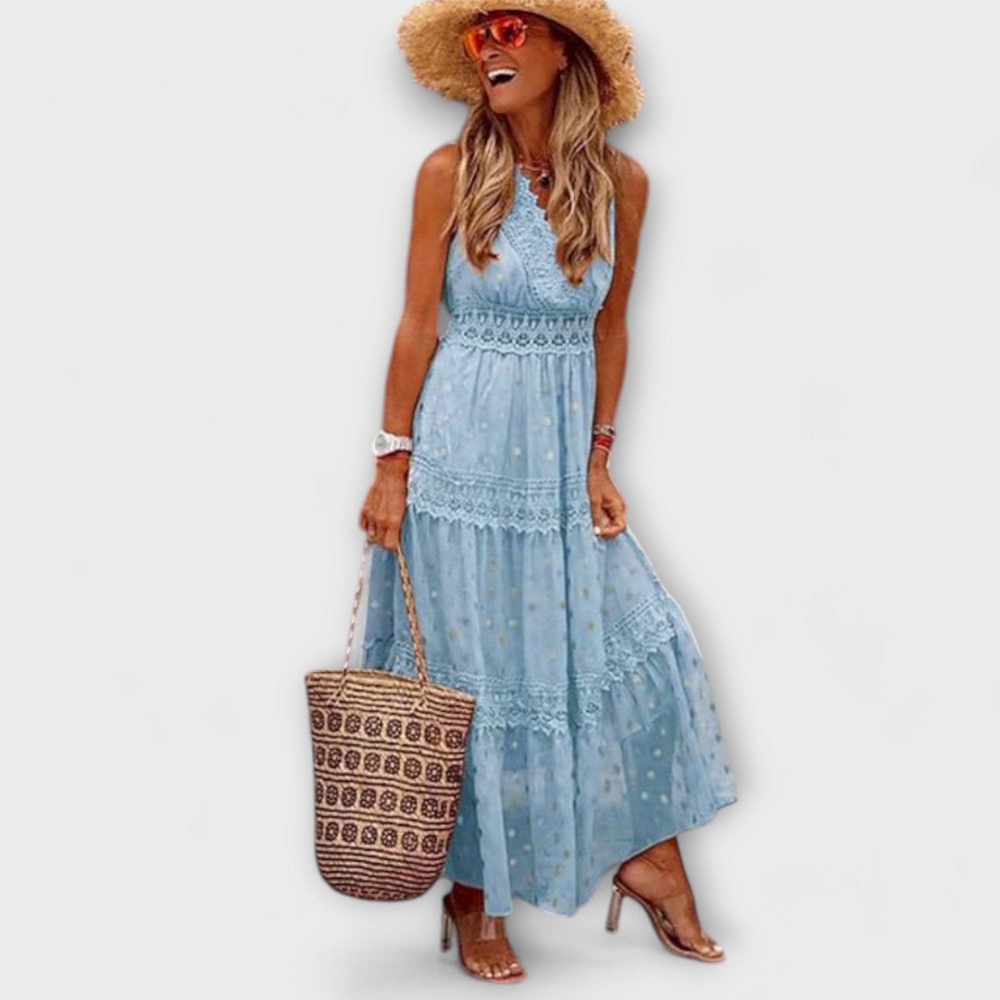 Lola - Vestito maxi con pizzo boho