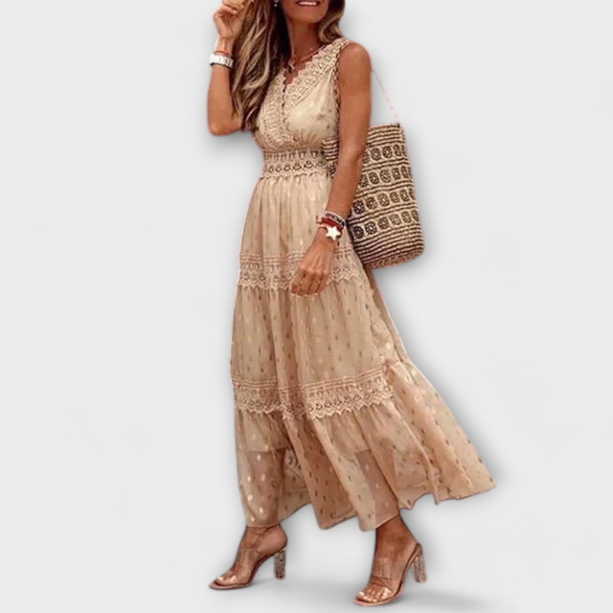 Lola - Vestito maxi con pizzo boho